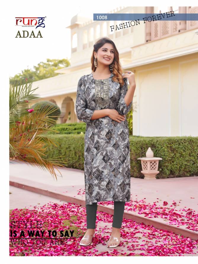 Adaa By Rung Silk Printed Embroidery Kurtis Wholesale Price In Surat
